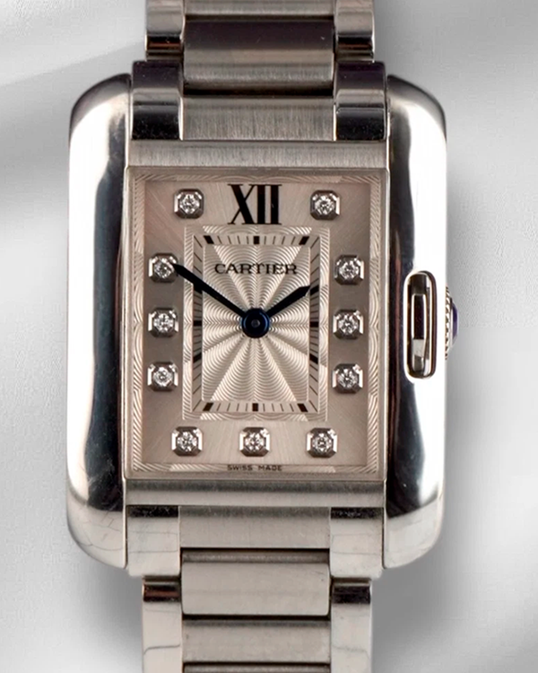 Cartier Tank Anglaise 30MM Quartz Silver Dial Steel Bracelet (3485)