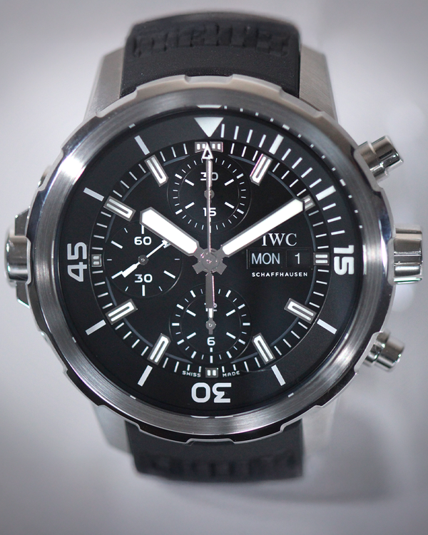 2021 IWC Schaffhausen Aquatimer Chronograph 44MM Black Dial Rubber Strap (IW376803)