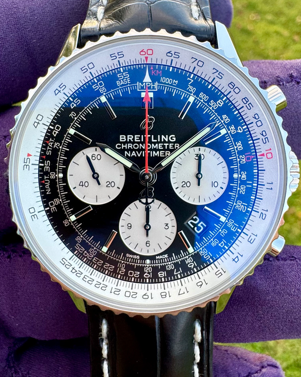 2020 Breitling Navitimer B01 Chronograph 43MM Black Dial Leather Strap (AB0121)