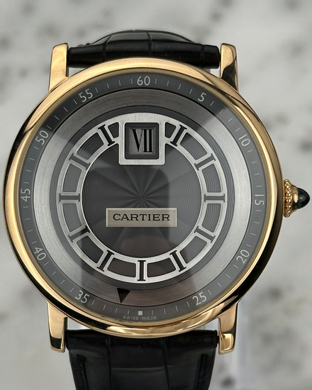 Cartier Rotonde De Cartier "Jumping Hours" 42MM Grey Dial Leather Strap (W1553751)