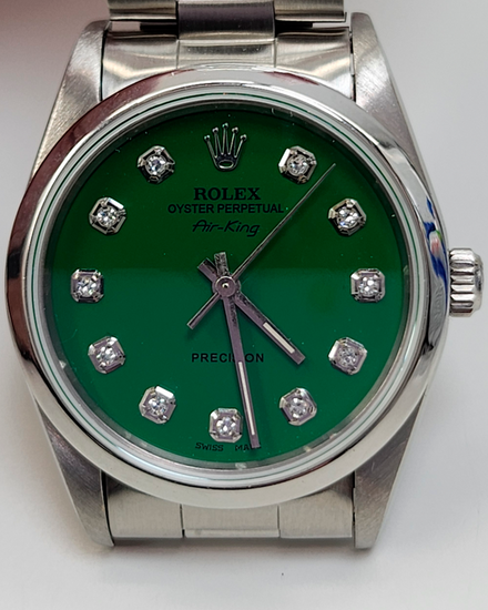 1995 Rolex Air-King 34MM Aftermarket Green Dial Oyster Bracelet (14000)