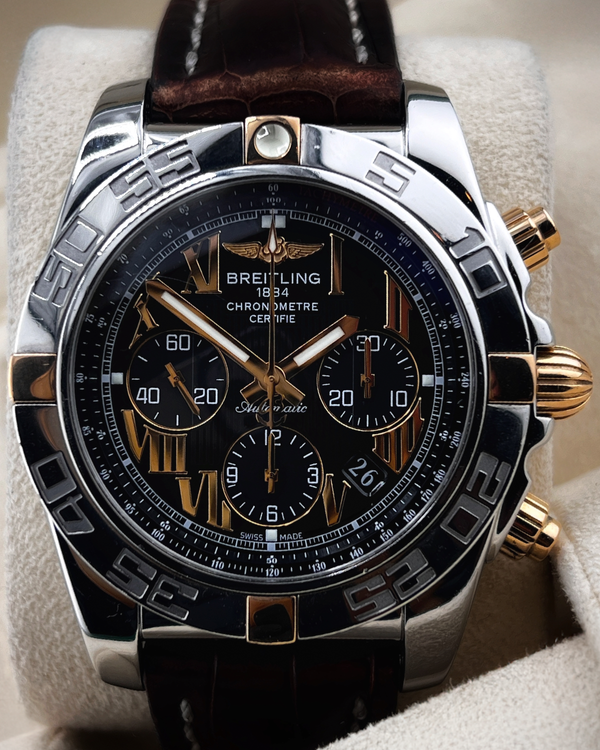 Breitling Chronomat 44MM Black Dial Leather Strap (IB0110)