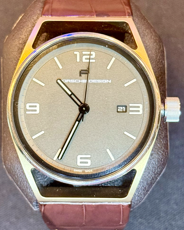 2019 Porsche Design 1919 Datetimer 42MM Grey Dial Leather Strap (6020.3.03.004.07.2)