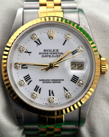 1994 (S serial) Rolex Datejust 36MM White Dial Two-Tone Jubilee Bracelet (16233)