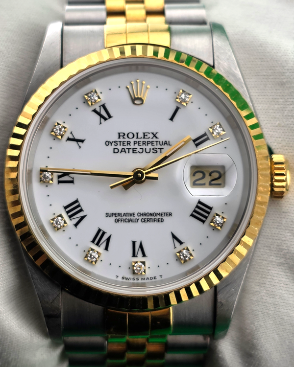 1994 (S serial) Rolex Datejust 36MM White Dial Two-Tone Jubilee Bracelet (16233)
