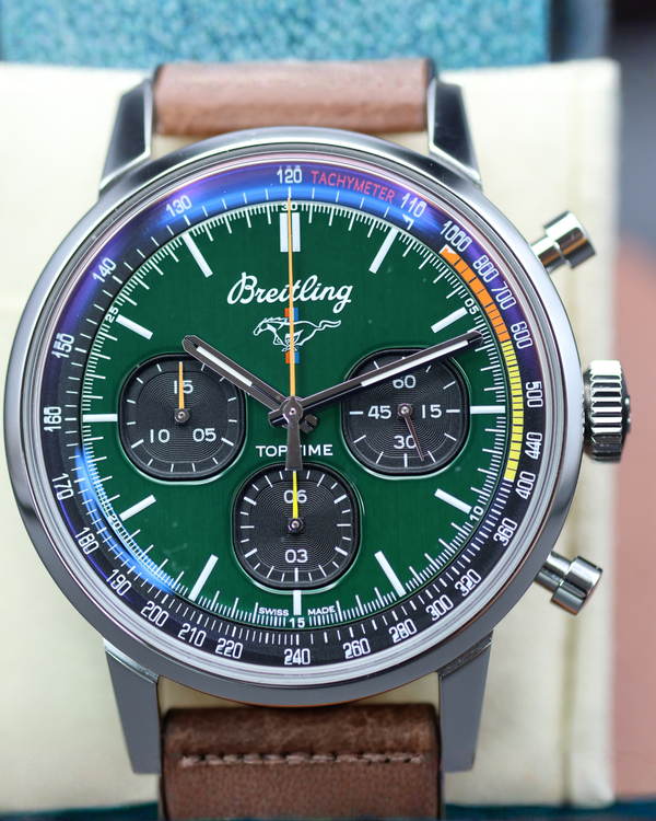 No Reserve - 2023 Breitling Top Time "Ford Mustang" 42MM Green Dial Leather Strap (A25310)