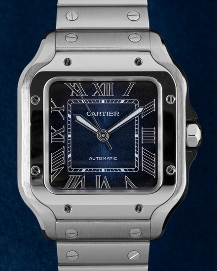 2025 Cartier Santos De Cartier 35.1MM Blue Dial Steel Bracelet (WSSA0063)