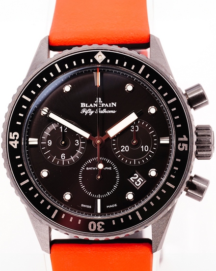 2022 Blancpain Fifty Fathoms Bathyscaphe Chronographe Flyback 43.6MM Black Dial Textile Strap (5200-0130-B52A)
