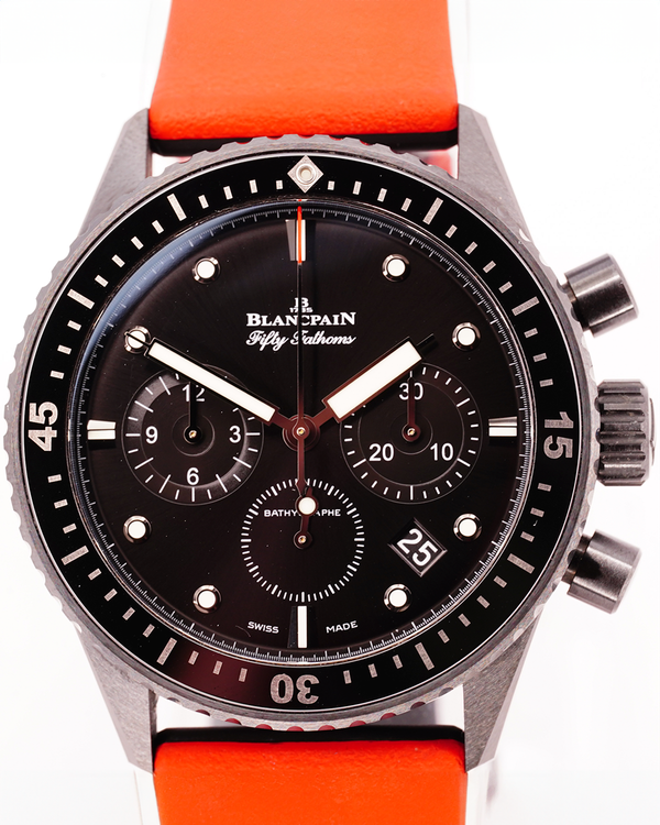 2022 Blancpain Fifty Fathoms Bathyscaphe Chronographe Flyback 43.6MM Black Dial Textile Strap (5200-0130-B52A)