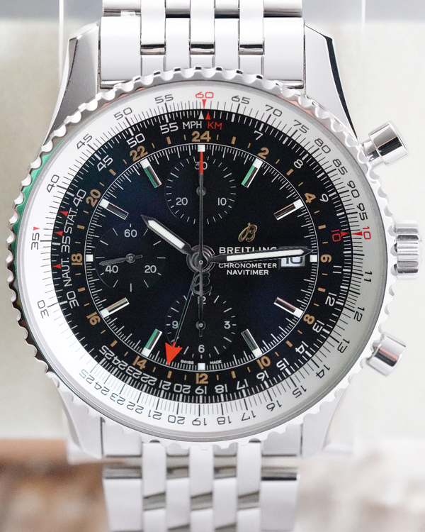 2020 Breitling Navitimer Chronograph GMT 46MM Black Dial Steel Bracelet (A24322121B2A1)