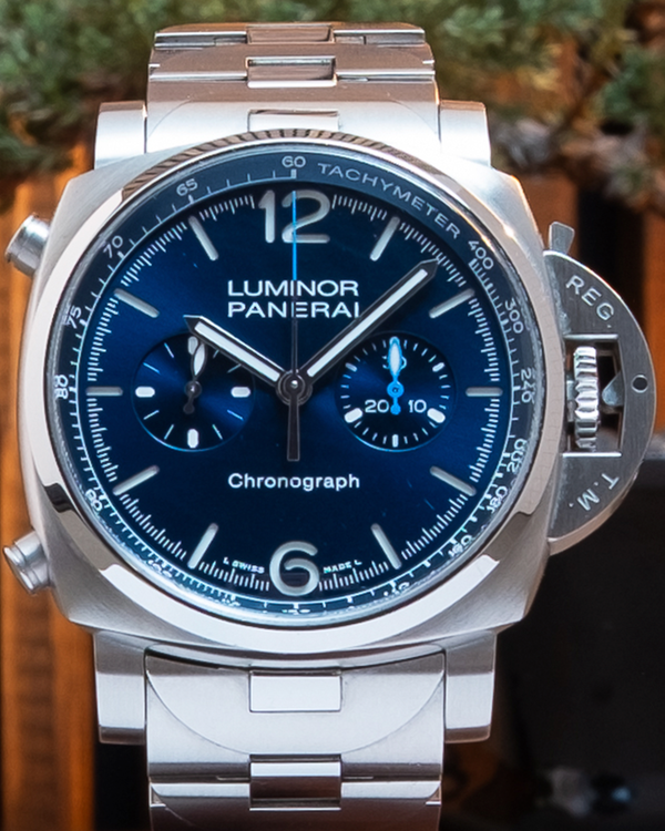 2024 Panerai Luminor Chronograph 44MM Blue Dial Steel Bracelet (PAM01110)
