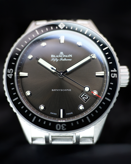 2023 Blancpain Fifty Fathoms Bathyscaphe 43MM Grey Dial Steel Bracelet (5000-1110-70B)