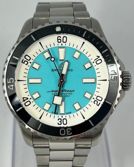 Breitling Superocean 44MM Turquoise Dial Steel Bracelet (A17376211L2A1)