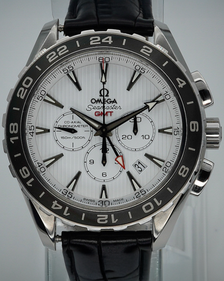 Omega Seamaster Aqua Terra GMT 150M 44MM White Dial Leather Strap (231.13.44.52.04.001)