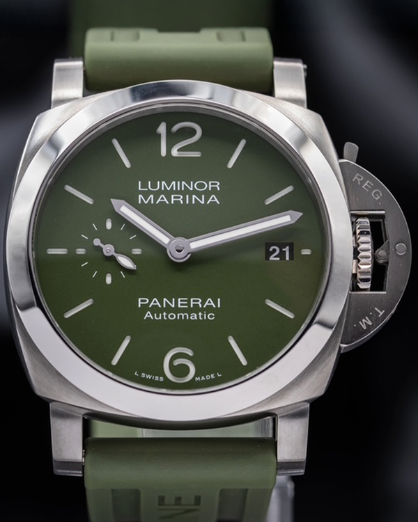 2022 Panerai Luminor Marina Verde Militare 40MM Green Dial Rubber Strap (PAM01304)
