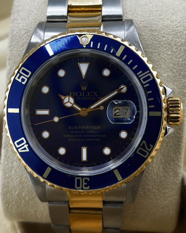 1990 (E Serial) Rolex Submariner Date "Bluesy" 40MM Blue Dial Two-Tone Oyster Bracelet (16613)