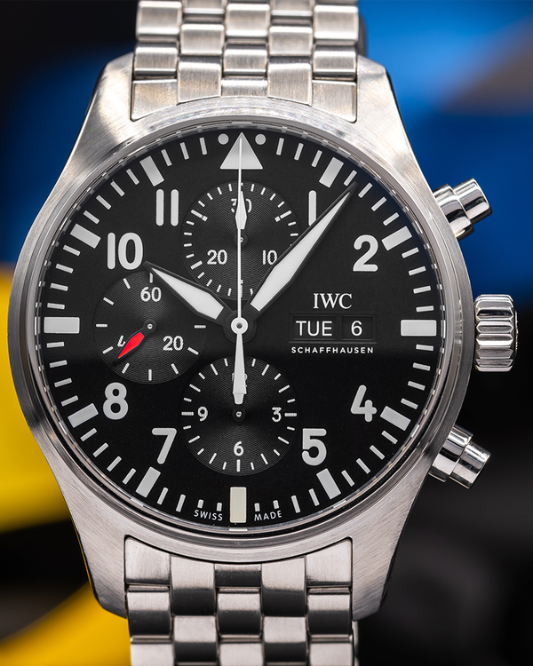 2019 IWC Schaffhausen Pilot Chronograph 43MM Black Dial Steel Bracelet (IW377710)