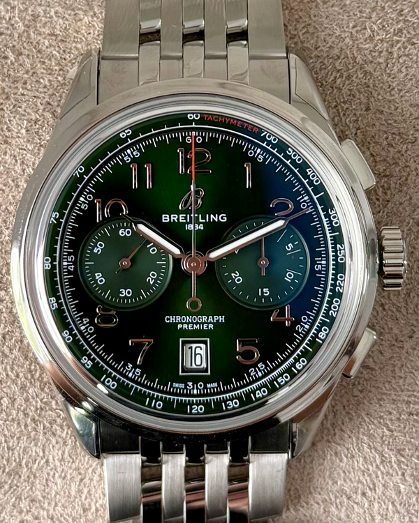 2025 Breitling Premier B01 42MM Green Dial Steel Bracelet (AB0145371L1A1)