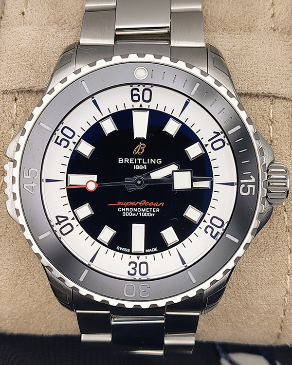 Breitling Superocean 46MM Black Dial Steel Bracelet (A17378)