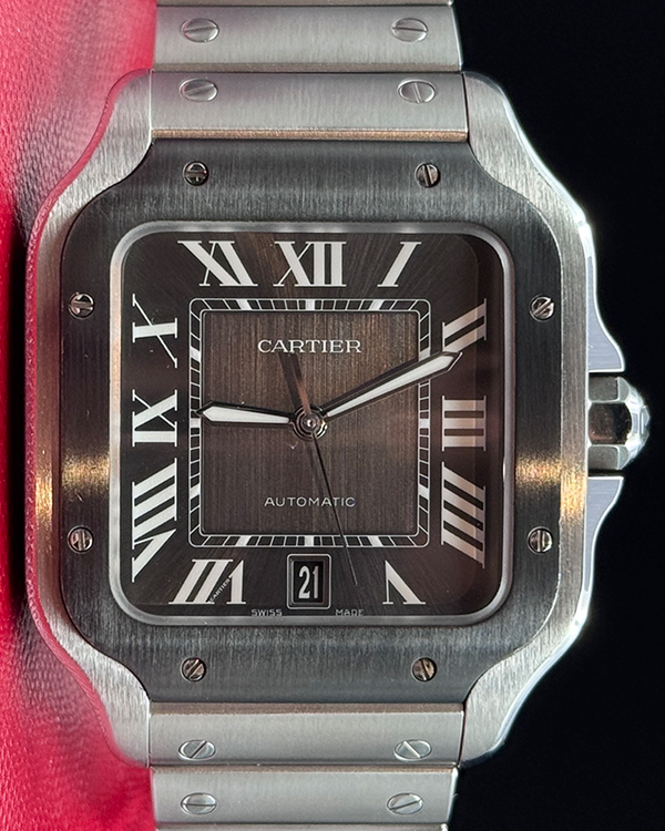 Cartier Santos De Cartier 39.8MM Grey Dial Steel Bracelet (WSSA0037)