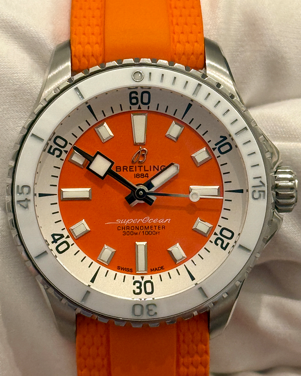 2022 Breitling Superocean 36MM Orange Dial Rubber Strap (A17377211O1S1)