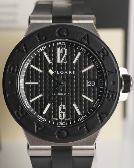 2012 Bvlgari Diagono 40MM Black Dial Rubber Strap (DG40SV)