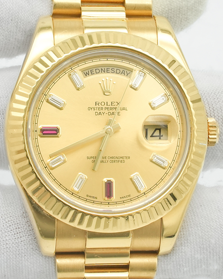 2014 Rolex Day-Date II 41MM Champagne Dial Yellow Gold President Bracelet (218238)