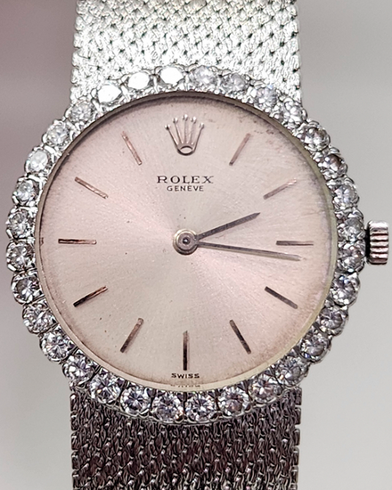 Rolex Vintage 25MM Silver Dial White Gold Bracelet (3532)
