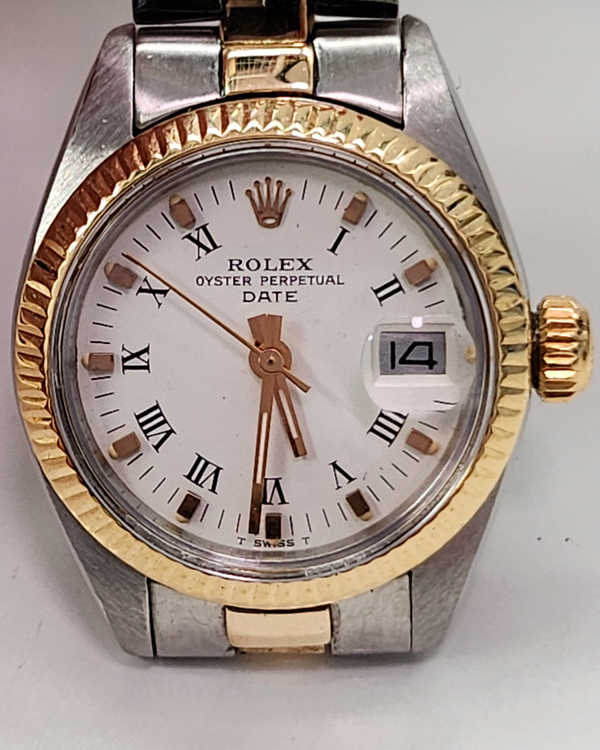 Rolex Oyster Perpetual Lady Date 26MM White Dial Two-Tone Bracelet (6916)