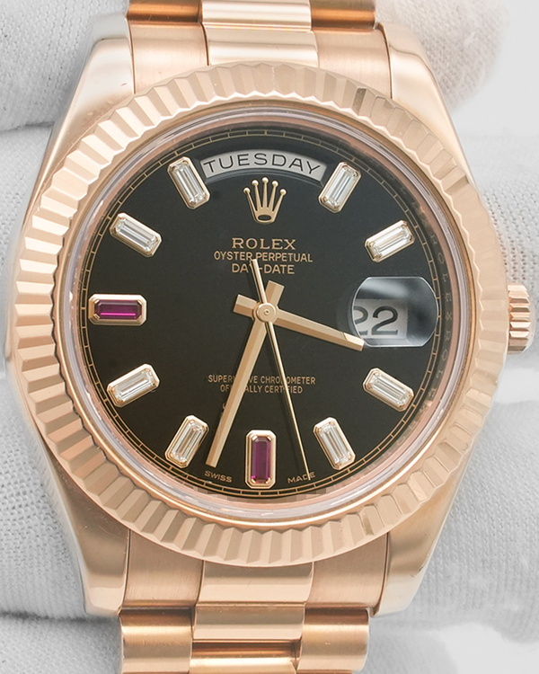 2016 Rolex Day-Date 41MM Black Dial Rose Gold President Bracelet (218235)