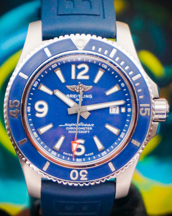 (angie)2020 Breitling Superocean 44MM Blue Dial Rubber Strap (A17367)
