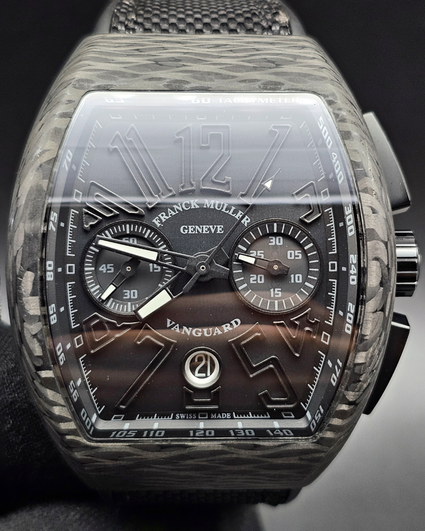 Franck Muller Vanguard 44MM Black Dial Rubber Strap (V45 CC DT CARBON NR)