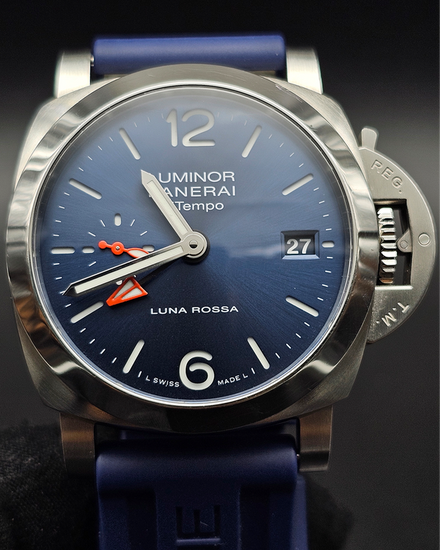 Panerai Luminor Quaranta BiTempo Luna Rossa 40MM Blue Dial Rubber Strap (PAM01404)