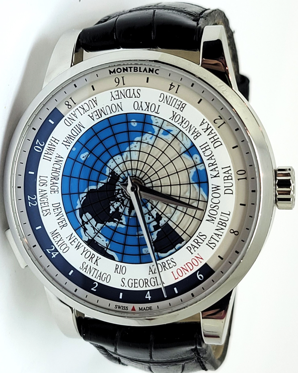 Montblanc Heritage Spirit "Orbis Terrarum" 49MM Blue Dial Leather Strap (7339)