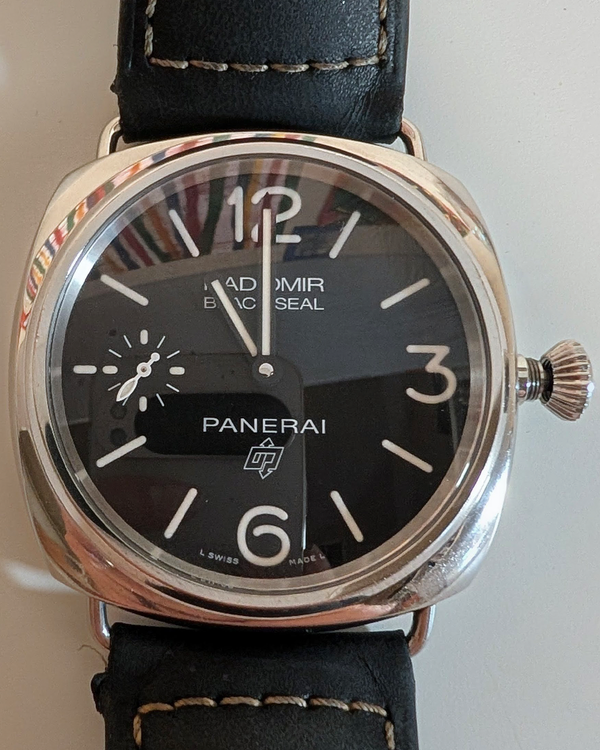 (Albert) 2019 Panerai Radiomir Black Seal Logo 45MM Black Dial Leather Strap (PAM00754)