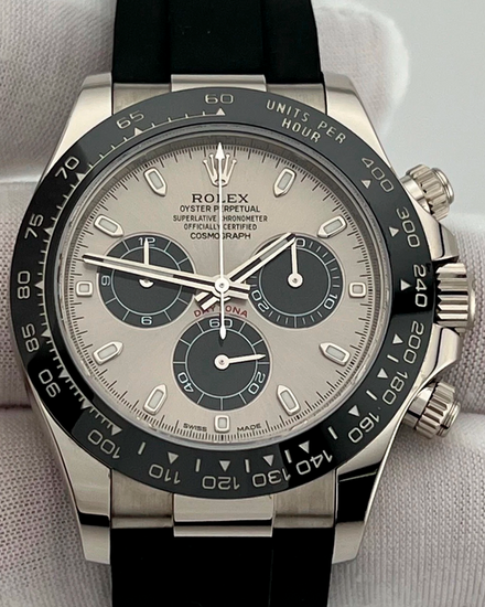2018 Rolex Cosmograph Daytona 40MM Silver Dial Rubber Strap (116519LN)