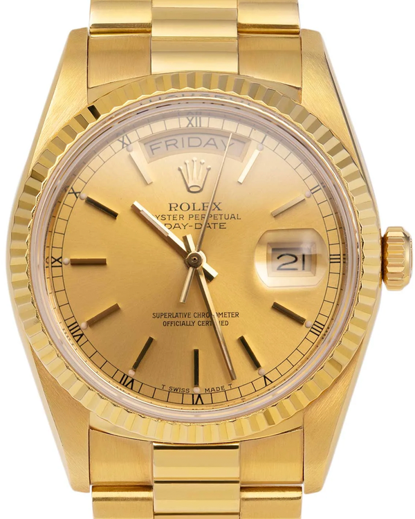 Rolex Day-Date 36MM Champagne Dial Yellow Gold President Bracelet (18238)