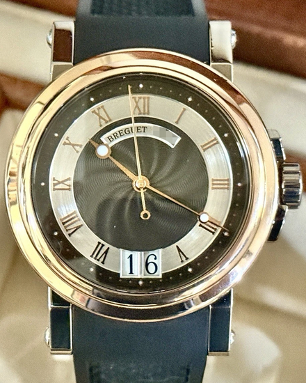 2008 Breguet Marine Big Date 39MM Black Dial Rubber Strap (5817BE/Z2/5V8)