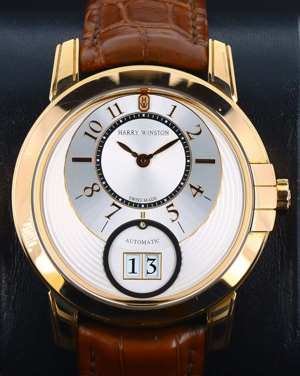 Harry Winston Midnight Date 42.5MM White Dial Leather Strap (MIDABD42RR005)