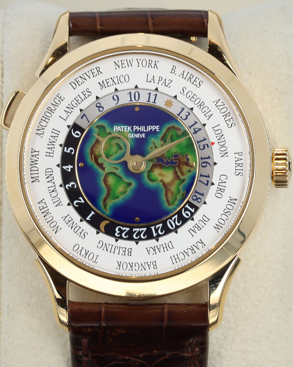Patek Philippe World Time 38.5MM White Dial Leather Strap (5231J-001)