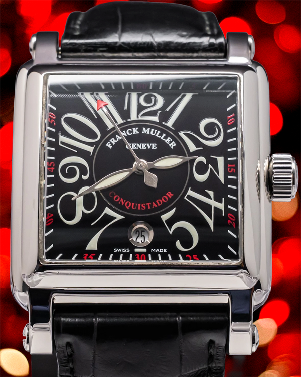 Franck Muller Conquistador Cortez 41MM Black Dial Leather Strap (10000 H SC)