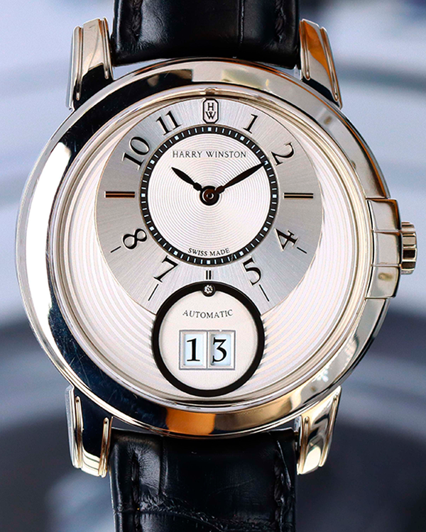 Harry Winston Midnight Date 42.5MM Silver Dial Leather Strap (MIDABD42WW003)