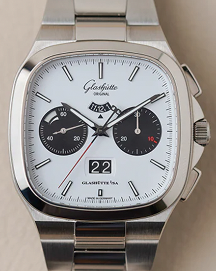 2025 Glashütte Original Seventies Panorama 'X' Chronograph L.E. 40MM White Dial Steel Bracelet (1-37-02-18-02-70)
