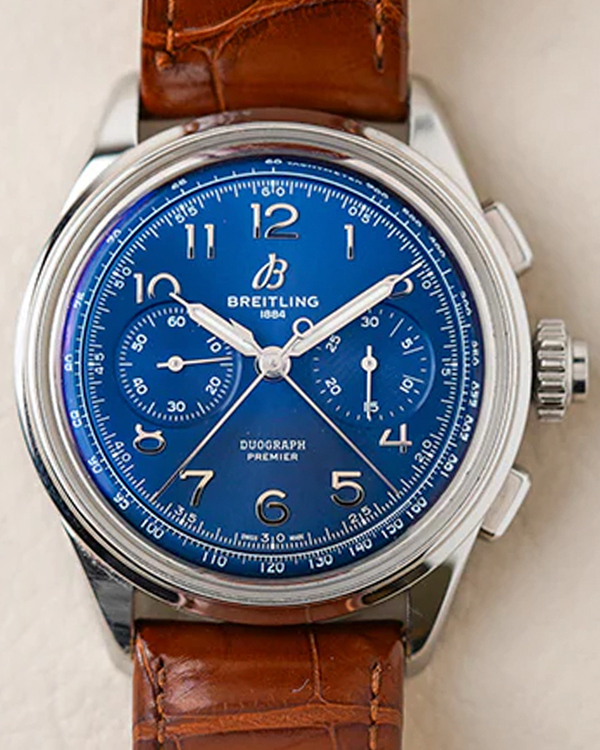 Breitling Premier B15 Duograph 42MM Blue Dial Leather Strap (AB1510)