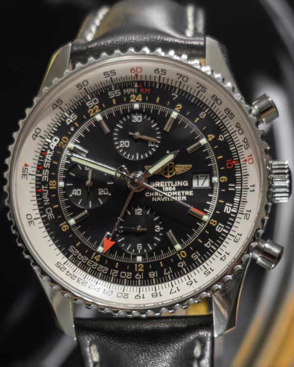 2012 Breitling Navitimer World 46MM Black Dial Leather Strap (A2432212/B726)