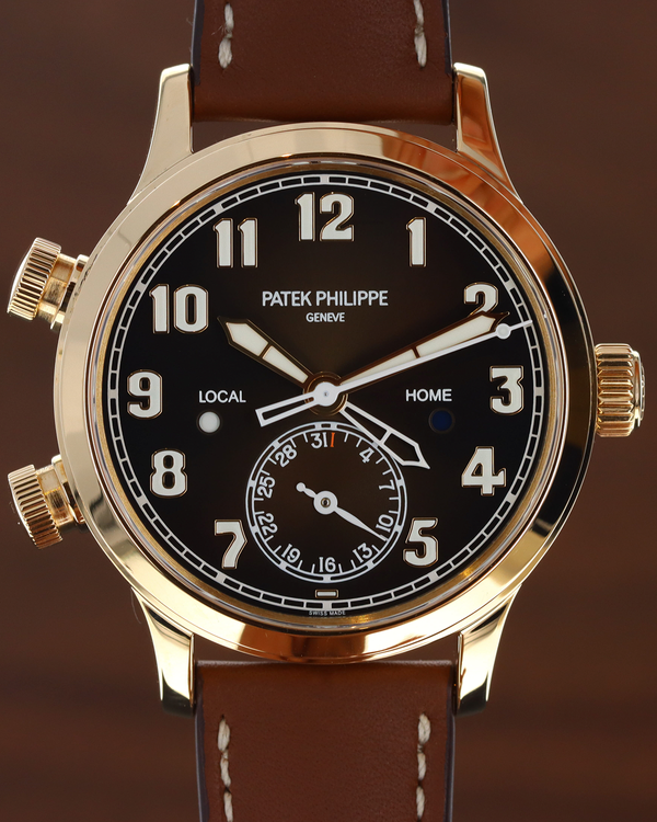 Patek Philippe Calatrava Pilot Travel Time 38MM Brown Dial Leather Strap (7234R-001)