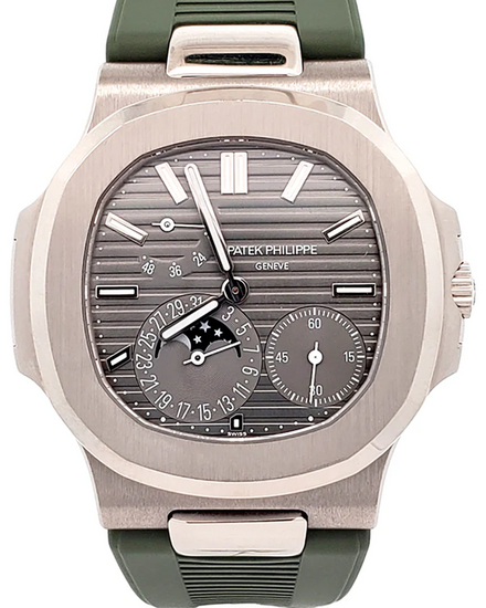 2019 Patek Philippe Nautilus Moonphase 40MM Grey Dial Rubber Strap (5712G-001)