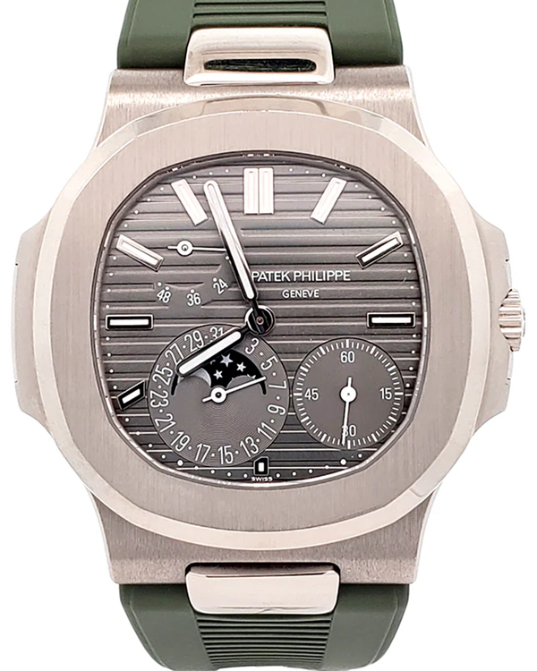 2019 Patek Philippe Nautilus Moonphase 40MM Grey Dial Rubber Strap (5712G-001)