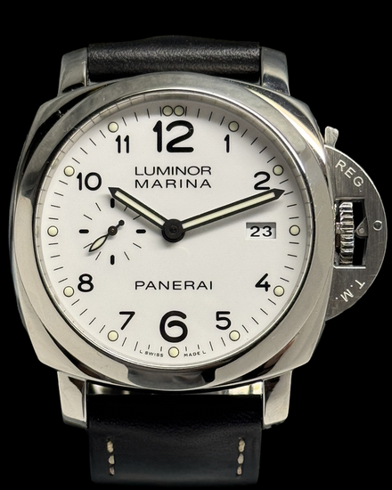 2014 Panerai Luminor Marina 1950 3 Days 44MM White Dial Leather Strap (PAM00499)