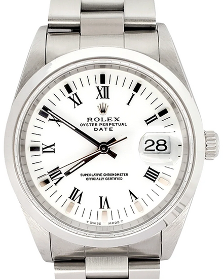 Rolex Oyster Perpetual Date 34MM White "Buckley" Dial Oyster Bracelet (15200)